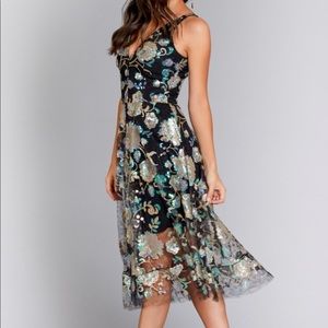 NWT Dress The Population Audrey Sequin Midi Dress